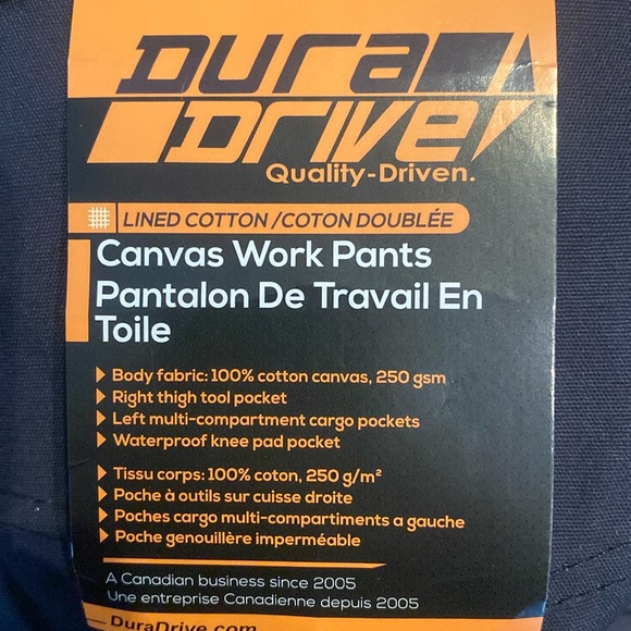 Dura Drive Cotton Lined Canvas Work Pants - Picture 7 of 8